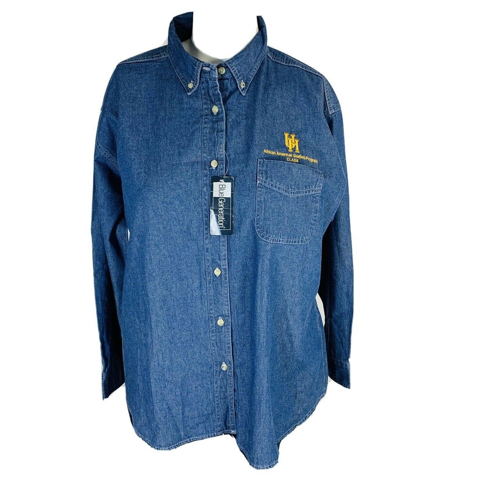 University of Houston Womans Denim Shirt Sz XL African American Studies Program